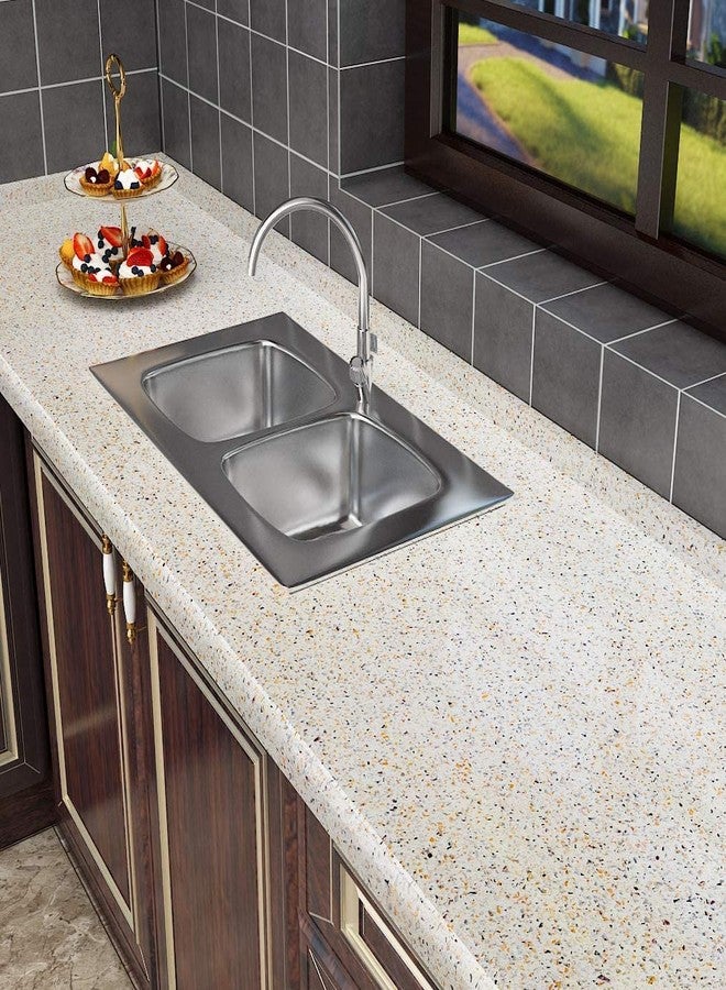 ELTON Granite Self Adhesive Waterproof Contact Film Wallpaper for Countertops Cupboard Door, Almirah, Fridge, Tabletop, Wall, Floor (16X60 INCH, Glossy Gold Granite, EL22222) - Image 2